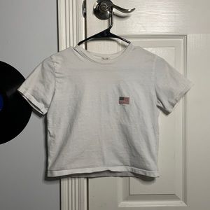 brandy melville cropped tee with flag embroidered